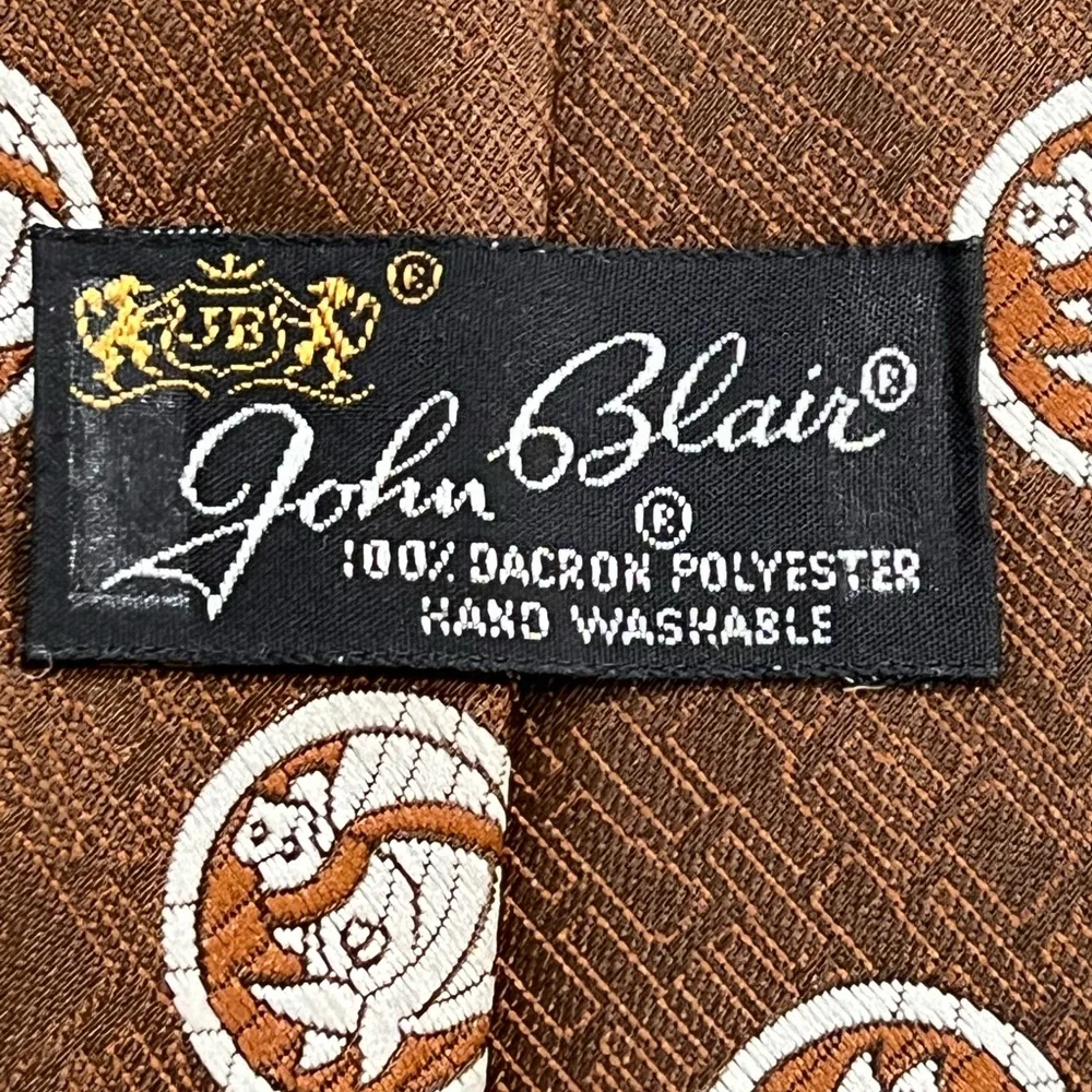 Vintage John Blair‎ brown horse tie equestrian western ranch country club 70s